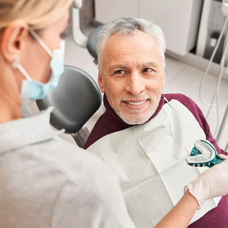 Smiling woman with braces 